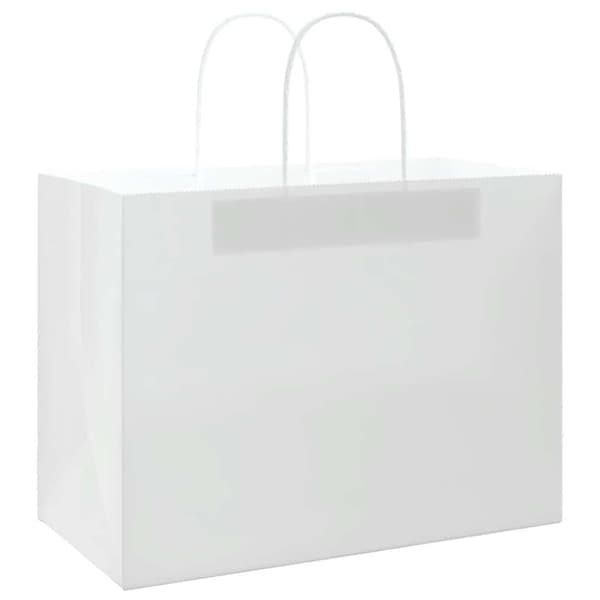 vidaXL kraftpapirposer 50 stk. med håndtag 32x17x25 cm hvid