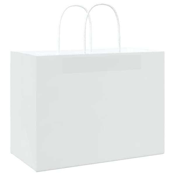 vidaXL kraftpapirposer 50 stk. med håndtag 32x17x25 cm hvid