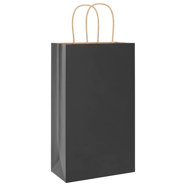 vidaXL Paperikassit 250 kpl kahvoilla musta 21x11x36 cm