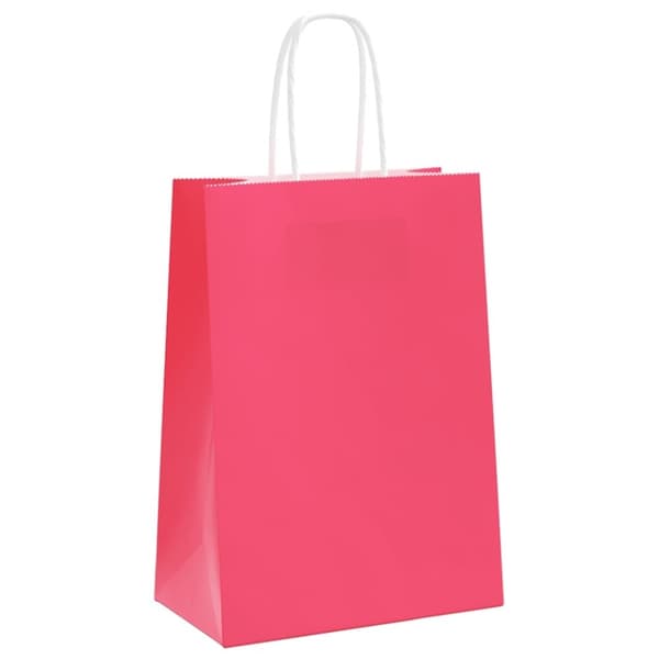 vidaXL kraftpapirposer 50 stk. med håndtag 15x8x21 cm lyserød