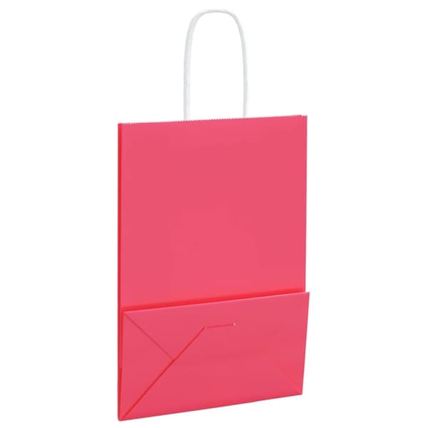 vidaXL kraftpapirposer 50 stk. med håndtag 15x8x21 cm lyserød