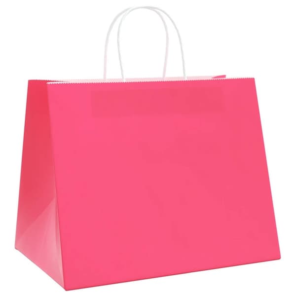 vidaXL kraftpapirposer 50 stk. med håndtag 32x22x24 cm lyserød