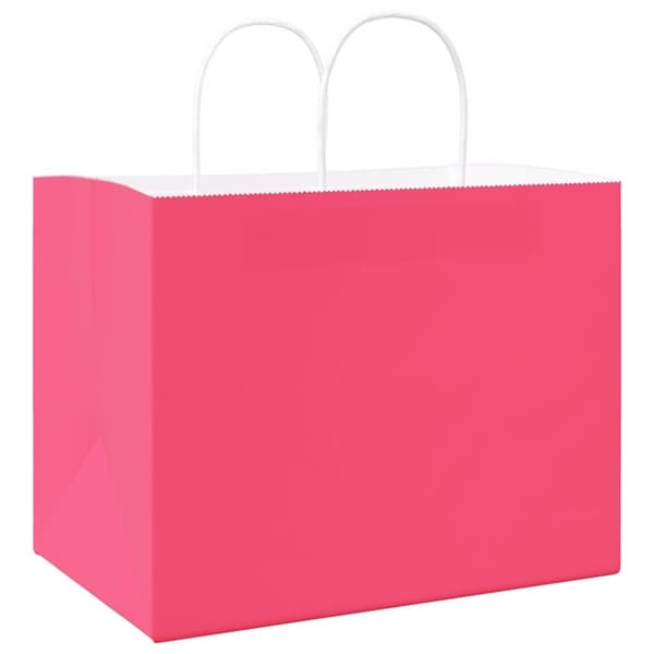 vidaXL kraftpapirposer 50 stk. med håndtag 32x22x24 cm lyserød