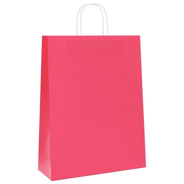 vidaXL kraftpapirposer 50 stk. med håndtag 32x12x42 cm lyserød