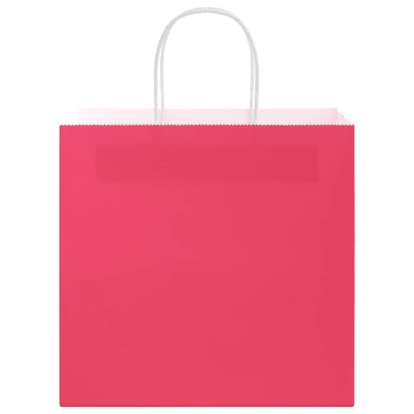 vidaXL Kraftpapperspåsar 250 st med handtag rosa 54x15x49 cm