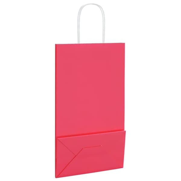 vidaXL Kraftpapperspåsar 250 st med handtag rosa 21x11x36 cm