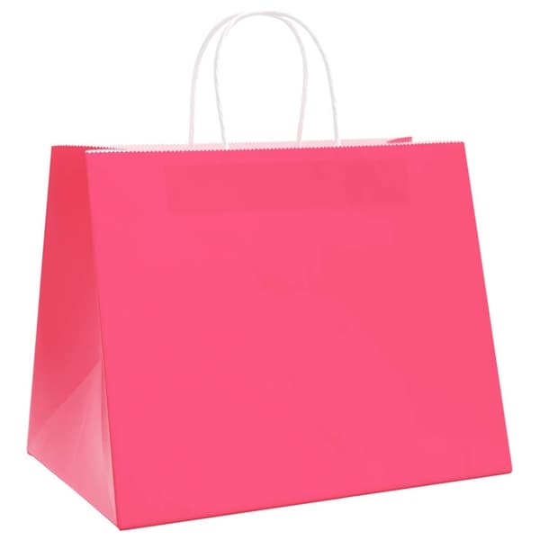 vidaXL kraftpapirposer 250 stk. med håndtag 32x22x24 cm lyserød