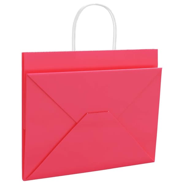 vidaXL kraftpapirposer 250 stk. med håndtag 32x22x24 cm lyserød