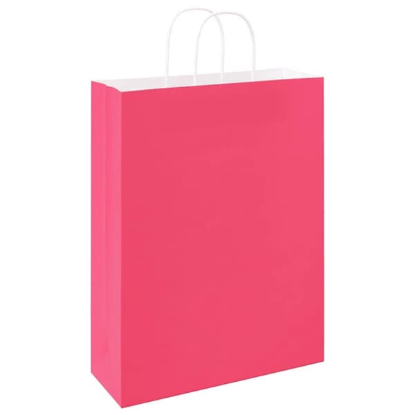 vidaXL kraftpapirposer 250 stk. med håndtag 32x12x42 cm lyserød