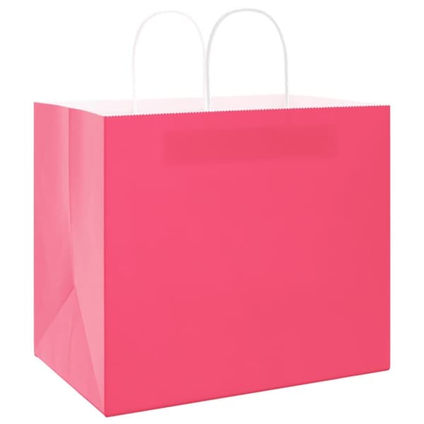 vidaXL kraftpapirposer 250 stk. med håndtag 32x22x28 cm lyserød