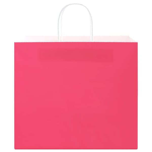 vidaXL kraftpapirposer 250 stk. med håndtag 32x22x28 cm lyserød
