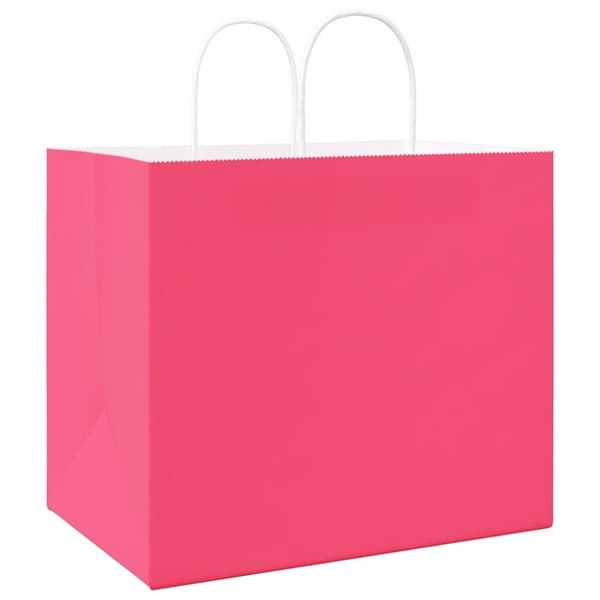 vidaXL kraftpapirposer 250 stk. med håndtag 32x22x28 cm lyserød