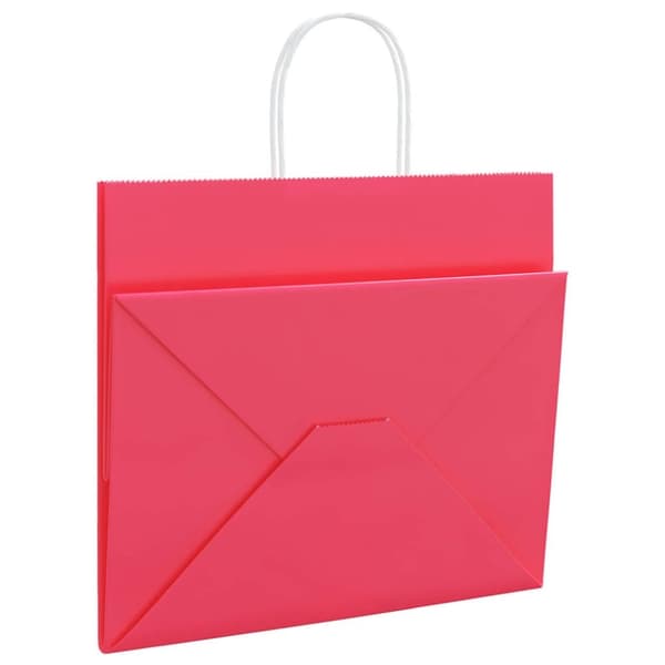 vidaXL kraftpapirposer 250 stk. med håndtag 32x22x28 cm lyserød