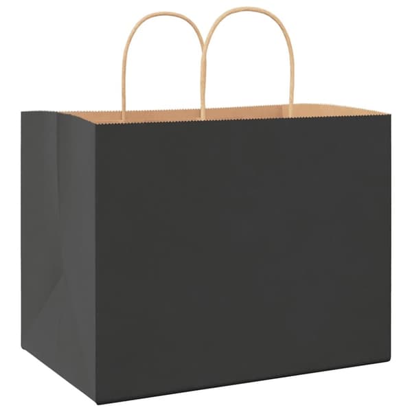vidaXL Paperikassit 250 kpl kahvoilla musta 32x22x24 cm
