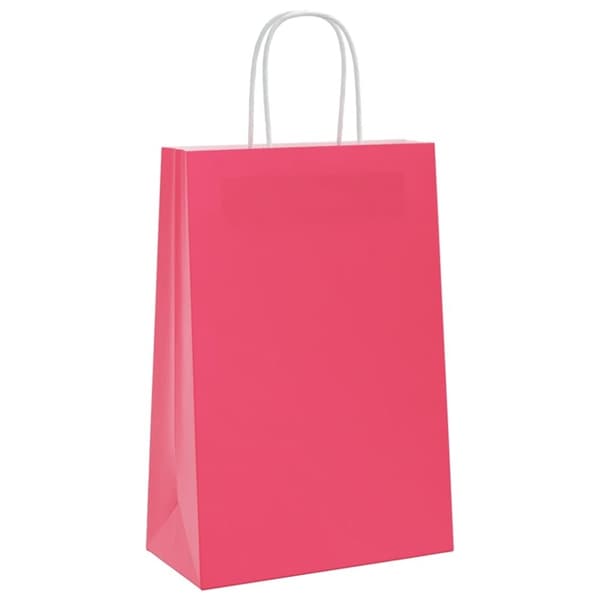 vidaXL kraftpapirposer 250 stk. med håndtag 21x11x31 cm lyserød