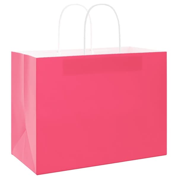 vidaXL kraftpapirposer 50 stk. med håndtag 32x17x25 cm lyserød