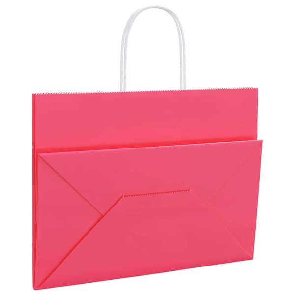 vidaXL kraftpapirposer 50 stk. med håndtag 32x17x25 cm lyserød