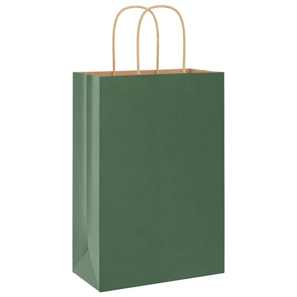 vidaXL kraftpapirposer 250 stk. med håndtag 21x11x31 cm grøn
