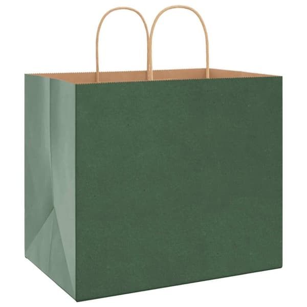 vidaXL kraftpapirposer 50 stk. med håndtag 32x22x28 cm grøn