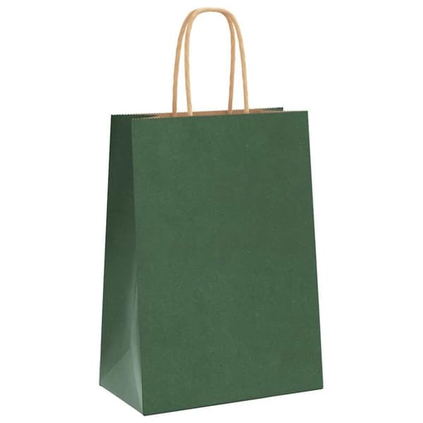 vidaXL kraftpapirposer 250 stk. med håndtag 15x8x21 cm grøn