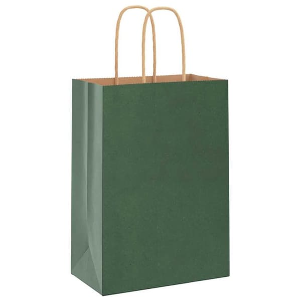 vidaXL kraftpapirposer 250 stk. med håndtag 15x8x21 cm grøn