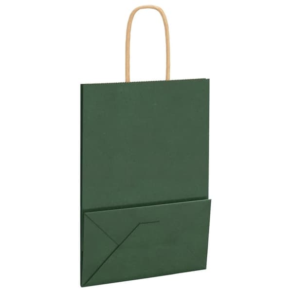 vidaXL kraftpapirposer 250 stk. med håndtag 15x8x21 cm grøn