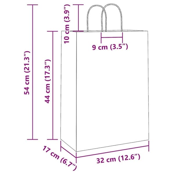vidaXL kraftpapirposer 50 stk. med håndtag 32x17x44 cm grøn