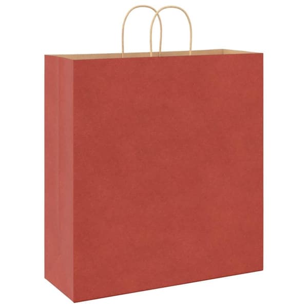 vidaXL Kraftpapperspåsar 50 st med handtag röd 45x17x48 cm