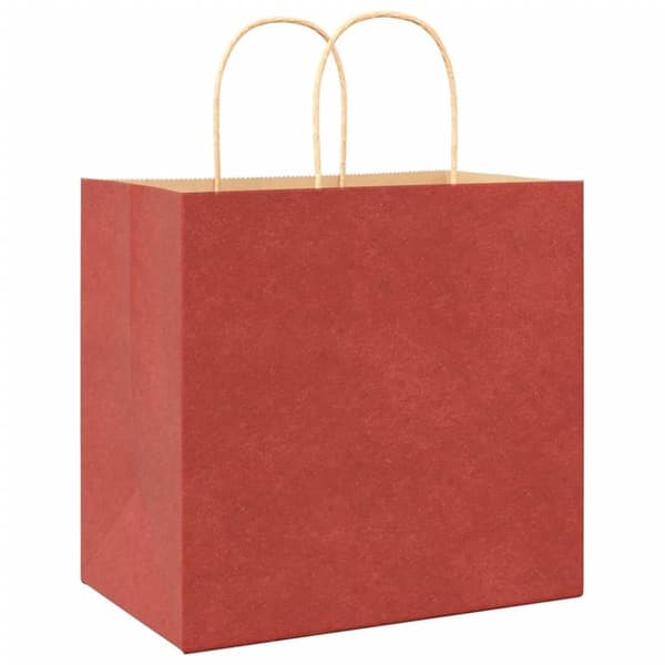 vidaXL kraftpapirposer 250 stk. med håndtag 26x17x25 cm rød