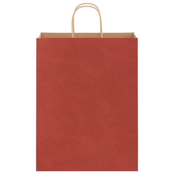 vidaXL kraftpapirposer 50 stk. med håndtag 32x12x42 cm rød