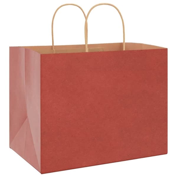 vidaXL Paperikassit 250 kpl kahvoilla punainen 32x22x24 cm