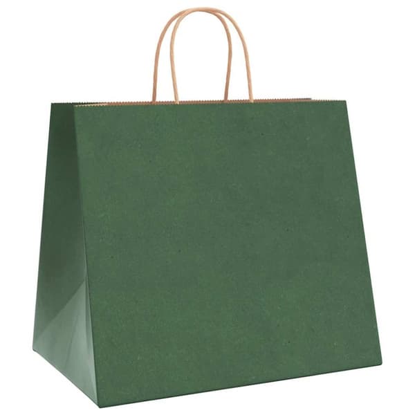 vidaXL Paperikassit 250 kpl kahvoilla vihreä 32x22x28 cm