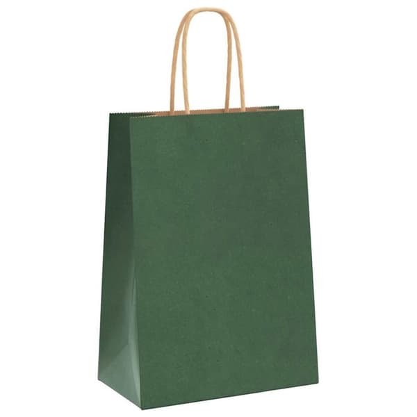 vidaXL kraftpapirposer 50 stk. med håndtag 15x8x21 cm grøn