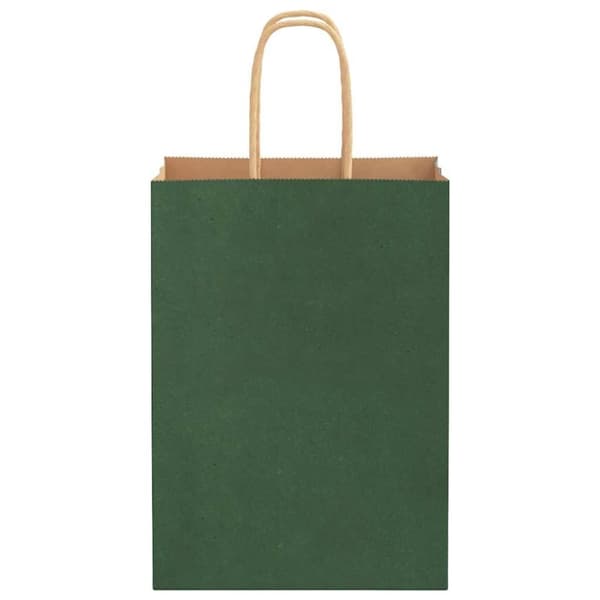 vidaXL kraftpapirposer 50 stk. med håndtag 15x8x21 cm grøn