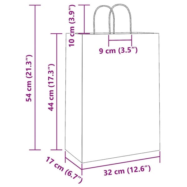 vidaXL kraftpapirposer 50 stk. med håndtag 32x17x44 cm rød
