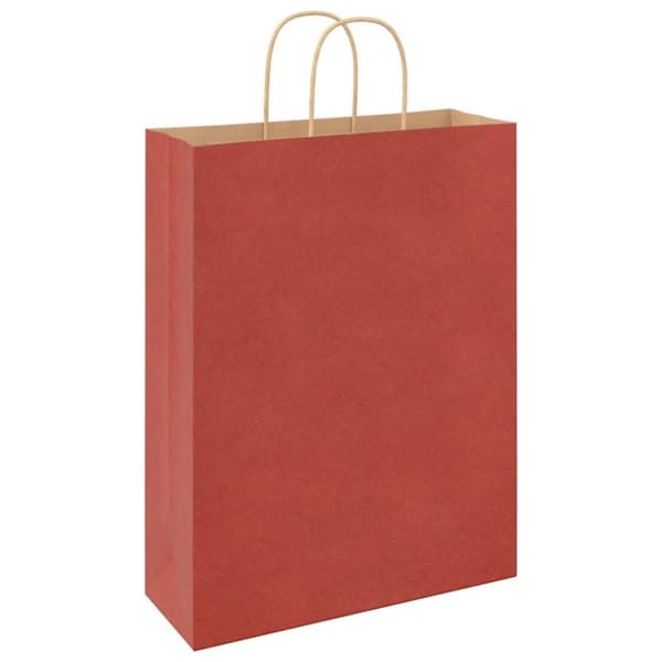 vidaXL kraftpapirposer 250 stk. med håndtag 32x12x42 cm rød