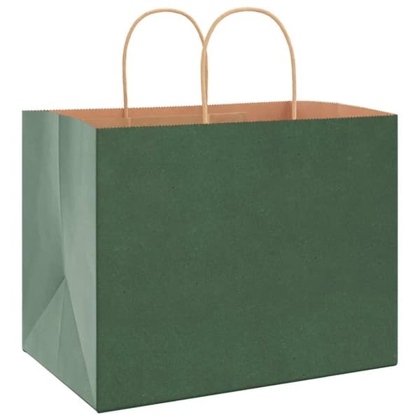 vidaXL kraftpapirposer 50 stk. med håndtag 32x22x24 cm grøn