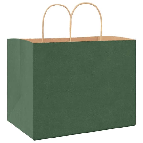 vidaXL kraftpapirposer 50 stk. med håndtag 32x22x24 cm grøn
