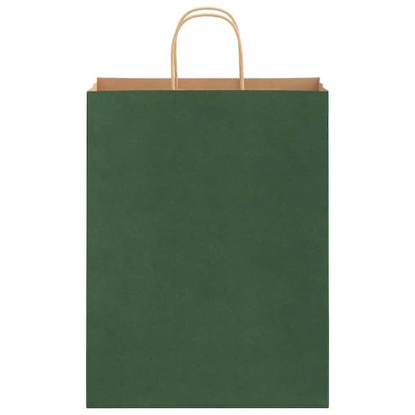 vidaXL kraftpapirposer 250 stk. med håndtag 32x12x42 cm grøn