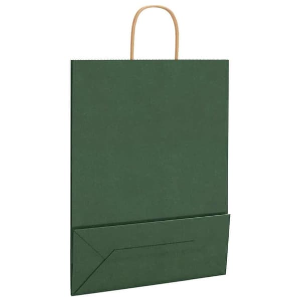 vidaXL kraftpapirposer 50 stk. med håndtag 32x12x42 cm grøn