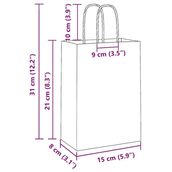 vidaXL kraftpapirposer 50 stk. med håndtag 15x8x21 cm gul