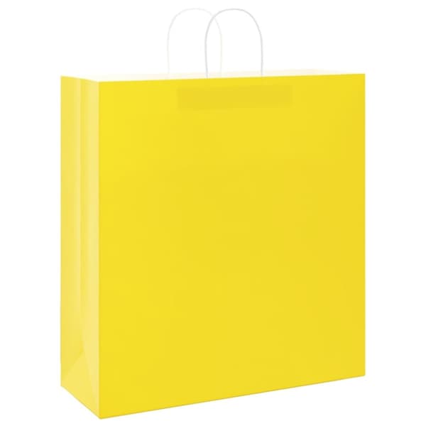 vidaXL kraftpapirposer 50 stk. med håndtag 45x17x48 cm gul