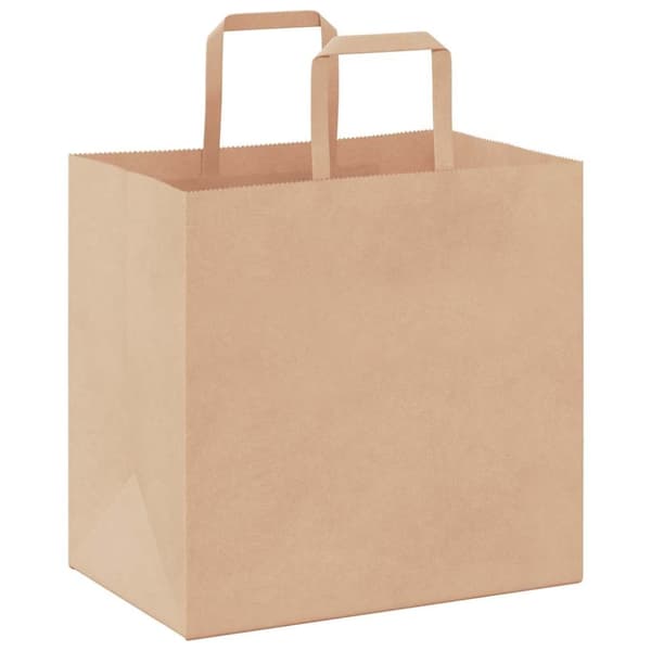 vidaXL kraftpapirposer 50 stk. med håndtag 26x17x25 cm brun