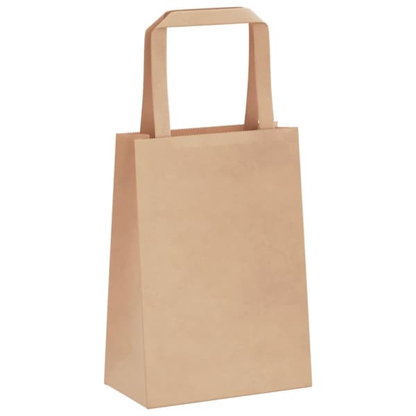 vidaXL Kraftpapperspåsar 250 st med handtag brun 15x8x21 cm