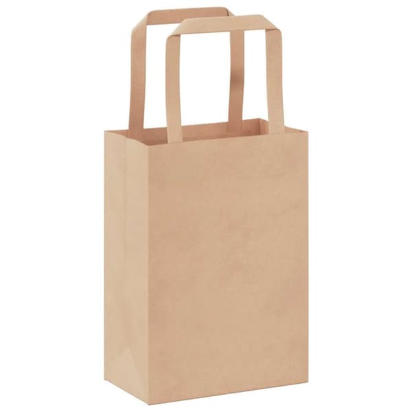 vidaXL Kraftpapperspåsar 250 st med handtag brun 15x8x21 cm
