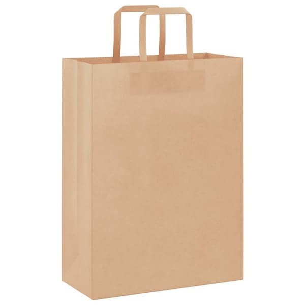 vidaXL Kraftpapperspåsar 50 st med handtag brun 26x12x35 cm