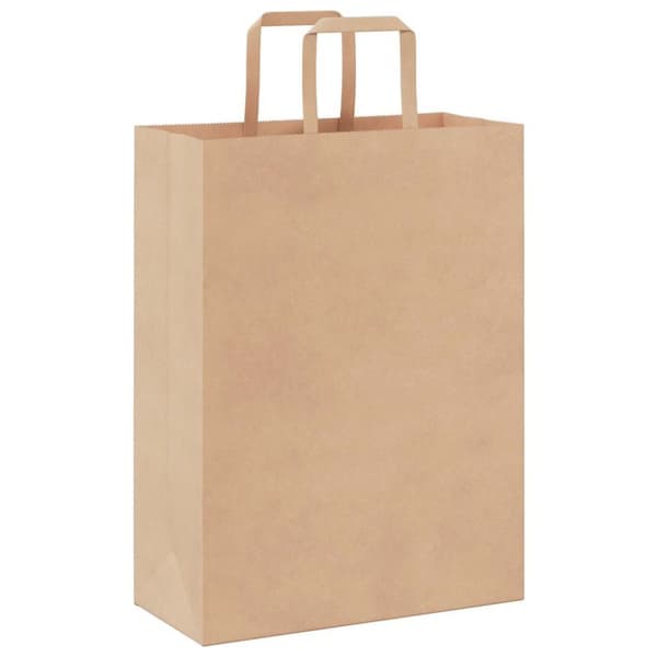 vidaXL Kraftpapperspåsar 50 st med handtag brun 26x12x35 cm