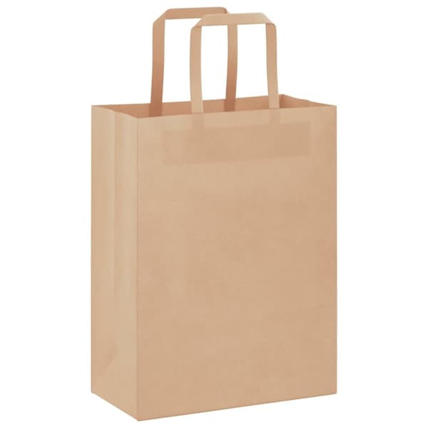 vidaXL Kraftpapperspåsar 250 st med handtag brun 21x11x28 cm