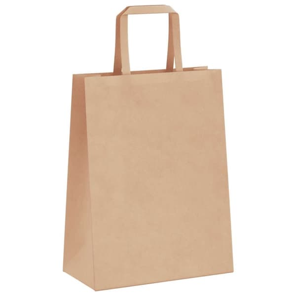 vidaXL Kraftpapperspåsar 250 st med handtag brun 21x11x28 cm