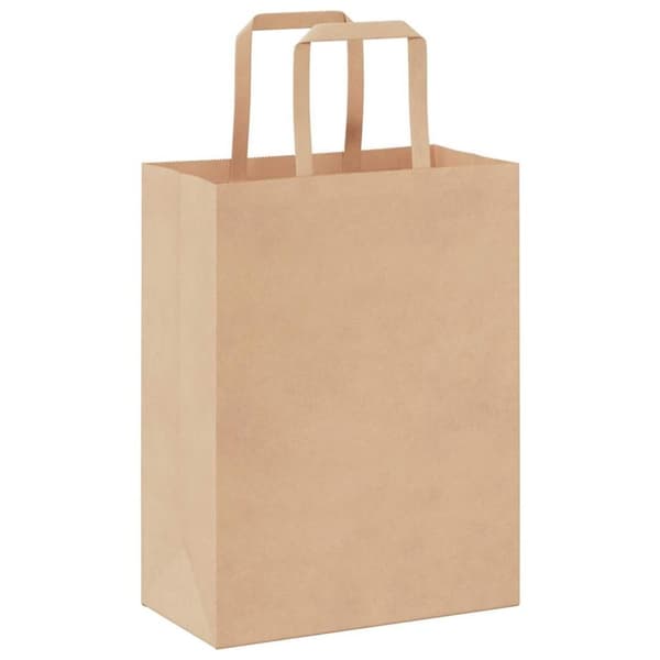 vidaXL Kraftpapperspåsar 250 st med handtag brun 21x11x28 cm